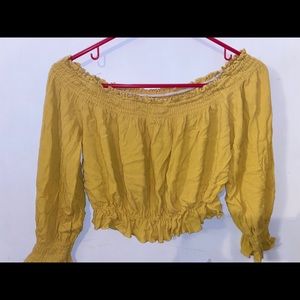 Off the shoulder ruched blouse.